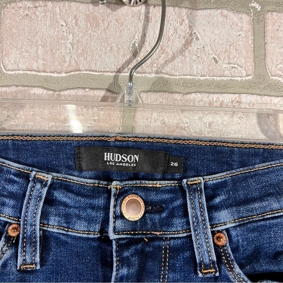 Hudson Barbara High Waist Crop Super Skinny Step Hem Jeans in Lost Wash Size 26 - Picture 9 of 12